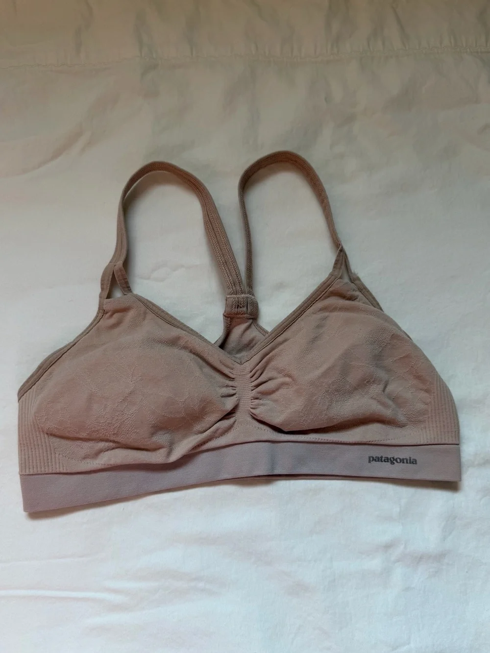 Patagonia Barely Bra Women’s M Beige Seamless Racerback Low Impact Bra